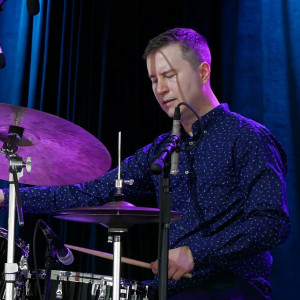 Scott Goulding on drums at the 2018 Litchfield Jazz Festival
