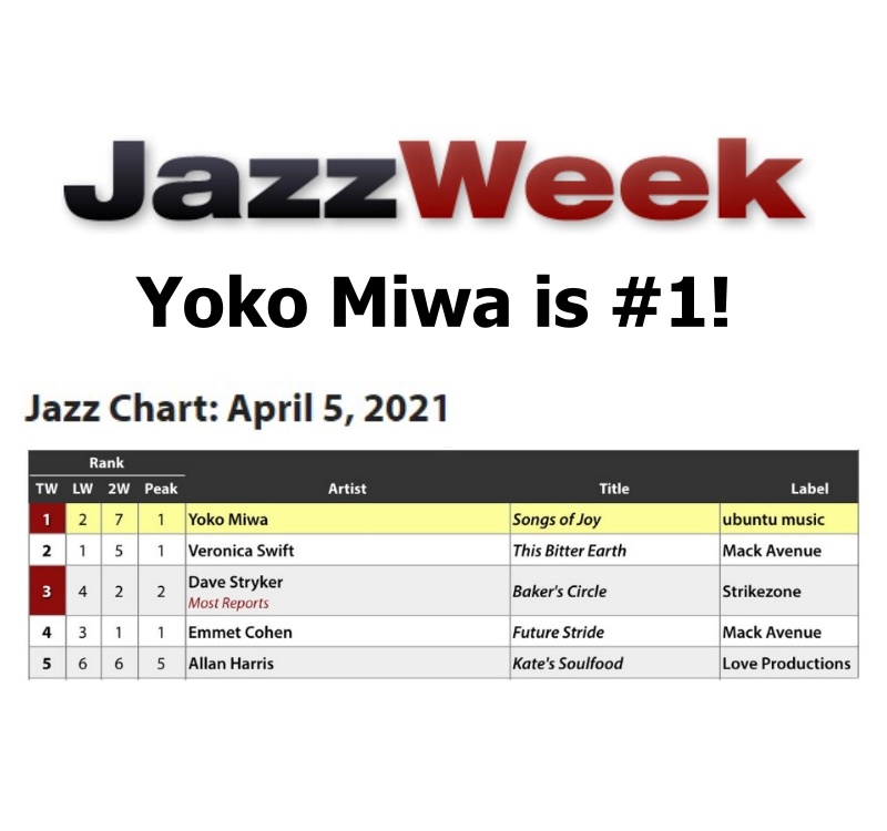 JazzWeek #1 for Yoko Miwa Trio's Songs of Joy